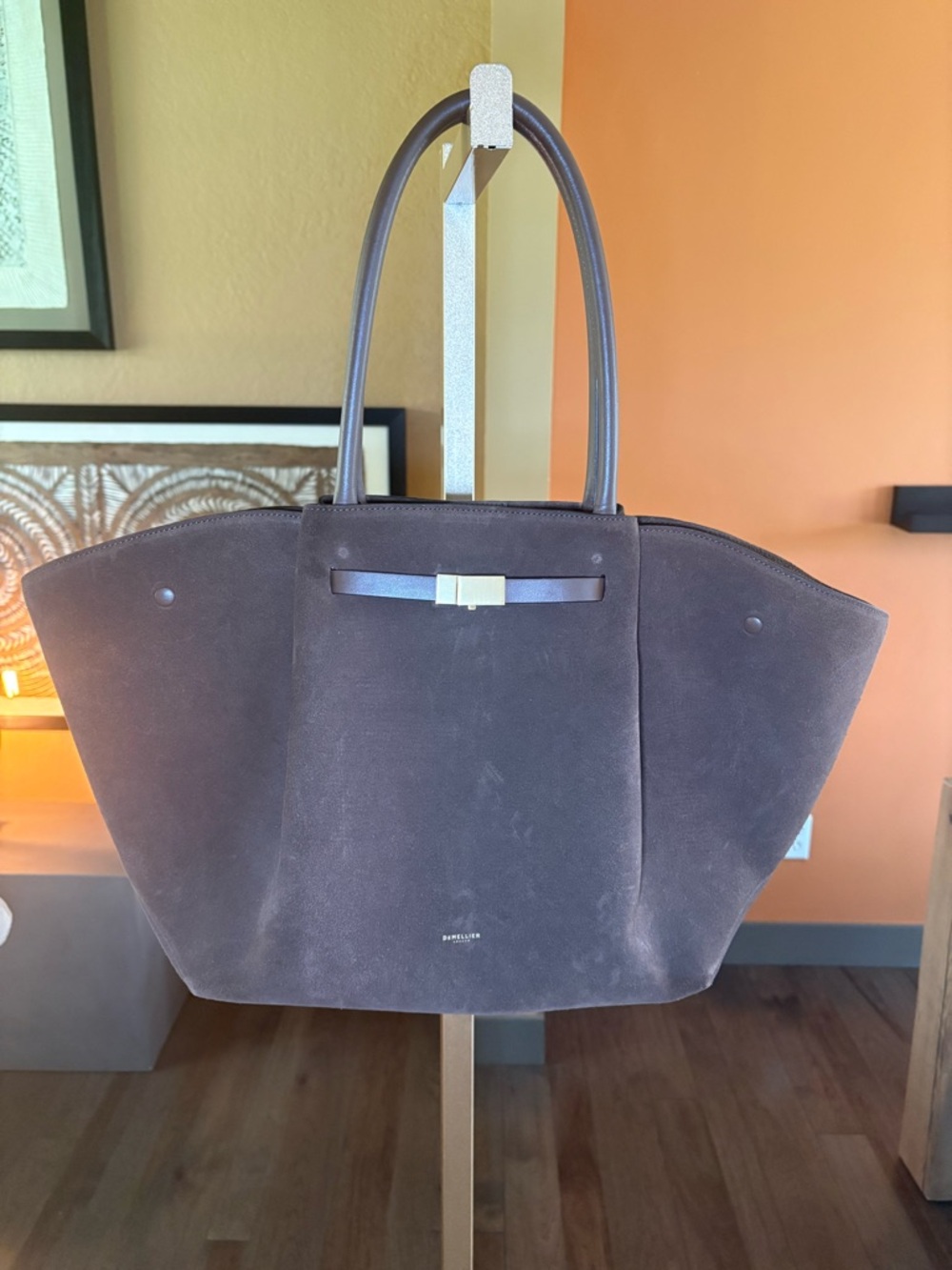 DeMellier Mocha suede New York bag (larger size)